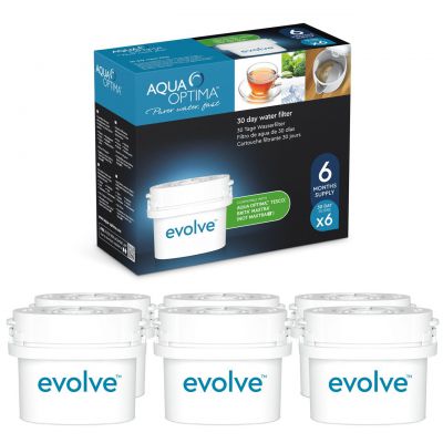 6 filtrów do wody Aqua Optima Evolve (pasują do Brita) za £10.99