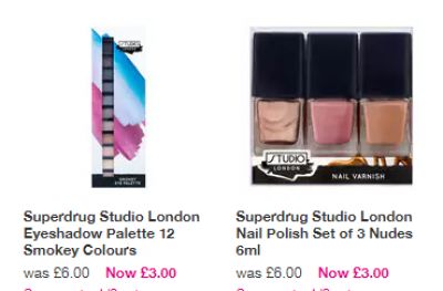 Połowa ceny na wybrane produlkty Studio London w Superdrug