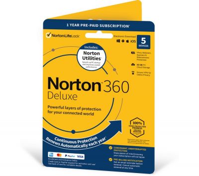 Program antywirusowy Norton 360 Deluxe & Norton Utilities na 5 urządzeń za £19.99