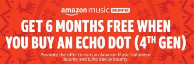 6 miesięcy Amazon Music Unlimited za darmo jeśli kupisz Amazon Echo Dot