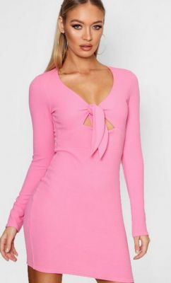 Boohoo Carly Knot sukienka z długim rękawem za £6.00