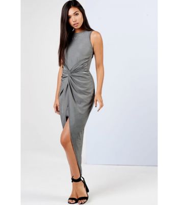 Sukienka Girls On Film Grey Knot Front Bodycon Dress za £6.40