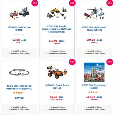 20% zniżki na Lego City + kod na £5 zniżki + darmowa wysyłka