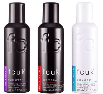 3-pak FCUK Body Spray dla panów za £5.00