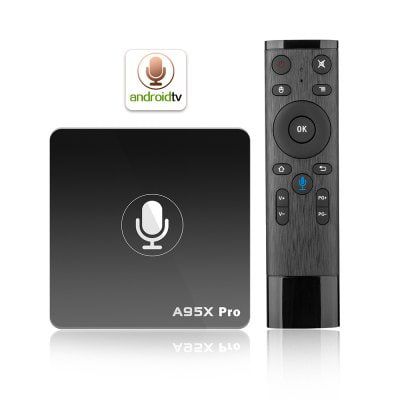 A95X PRO Android TV Box z pilotem i kontrolą głosem za £26.61