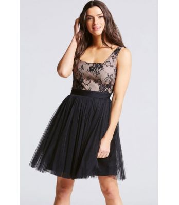 Sukienka Little Mistress Black Lace And Mesh Mini Dress za £12.00