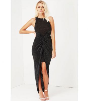 Sukienka Girls On Film Black Lurex Knot Front Dress za £9.60