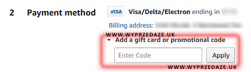 Gdzie wpisać kod Amazon?